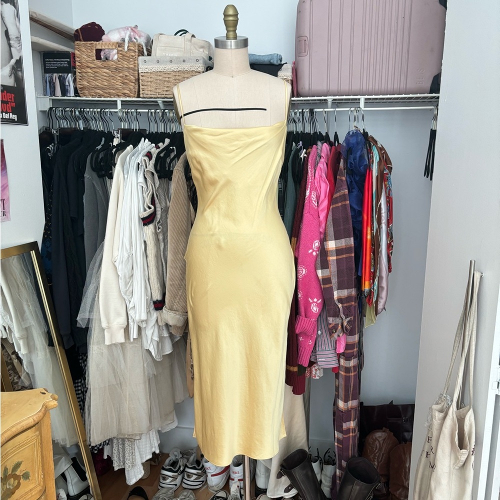 Light Yellow Satin Slip Dress
